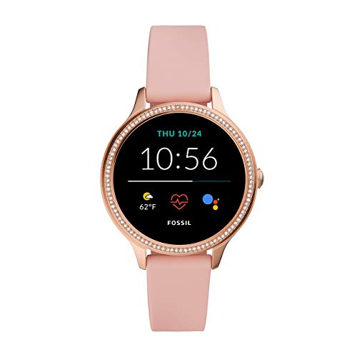Wear OS by Google tarafından desteklenen Kadınlar için Fossil Connected Smartwatch Gen 5E, Nabız, GPS, NFC ve Akıllı Saat Bildirimleri, Pembe Silikon