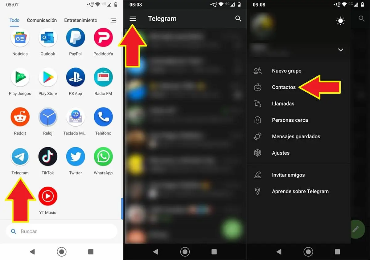 Telegram kişilerini görün